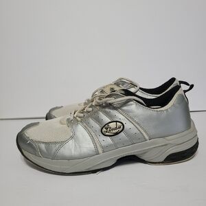 B22 Linds Classic Bowling Shoes Mens Size 12 D Silver Leather Lace Up Vintage